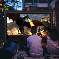 Schermo proiettore gonfiabile con soffiatore borsa per trasporto e picchetti, Schermo da interno ed esterno 308x148x405cm-Giochi e giocattoli