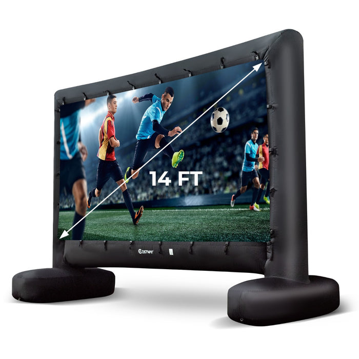 Schermo proiettore gonfiabile con soffiatore borsa per trasporto e picchetti, Schermo da interno ed esterno 308x148x405cm-Giochi e giocattoli