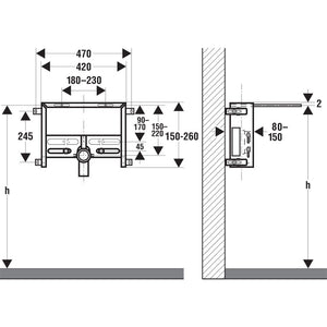 Schwab sostegno modulo universale per bidet sospeso con sostegno per pareti in muratura