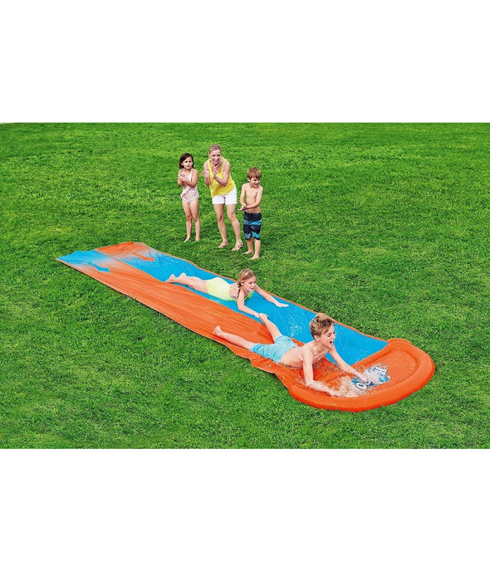 Scivolo Doppio Acquascivolo Giochi Giardino Gonfiabili Con Spruzzi 488 Cm 52328         