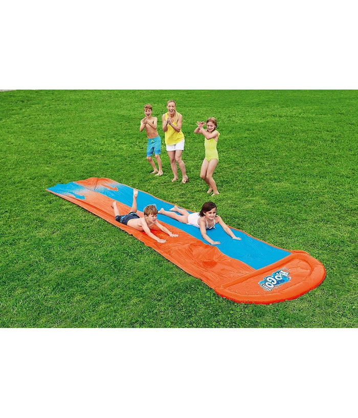 Scivolo Doppio Acquascivolo Giochi Giardino Gonfiabili Con Spruzzi 488 Cm 52328         