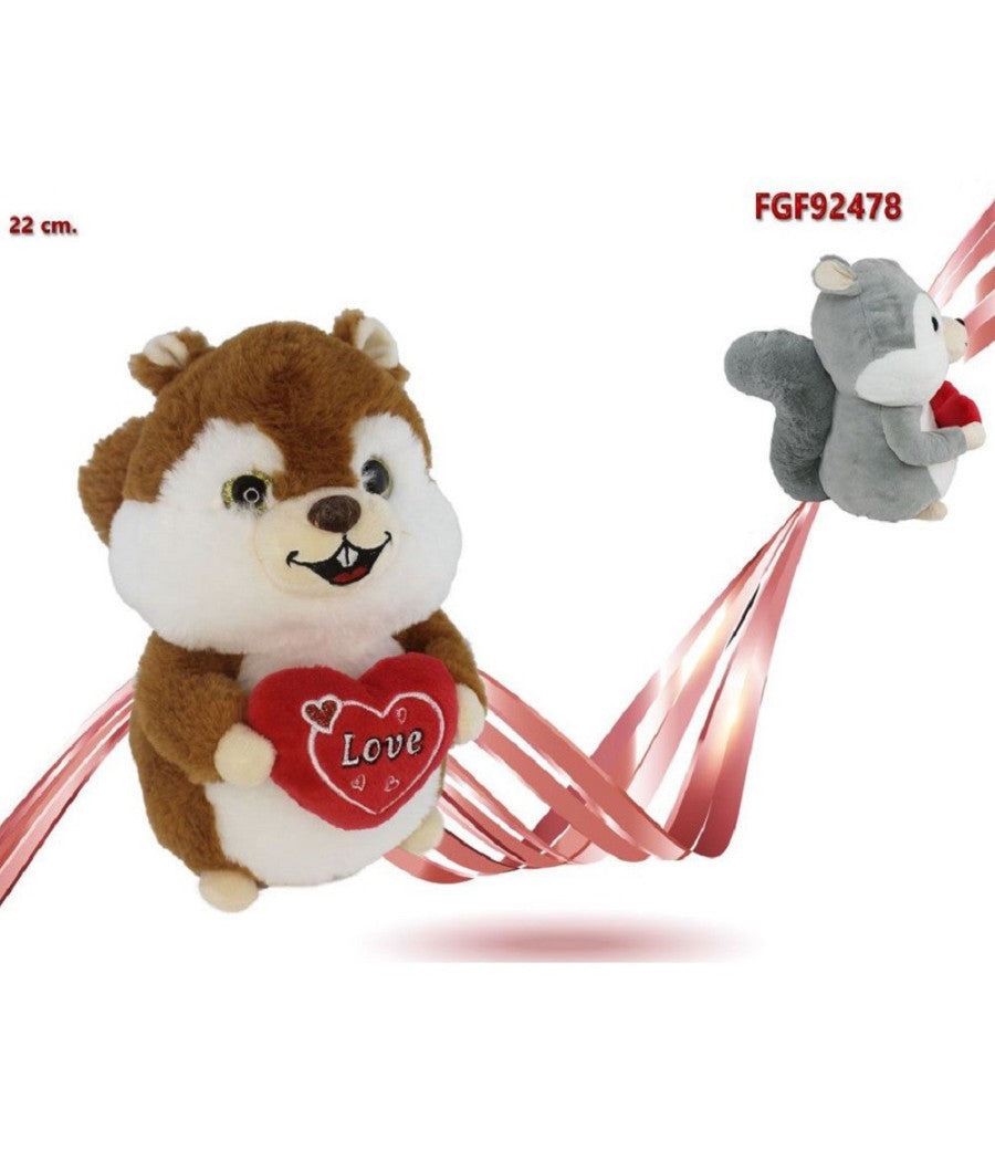 Scoiattolo Peluche Con Cuore Scritta Love 22cm San Valentino 2 Colori Ass. 92478         