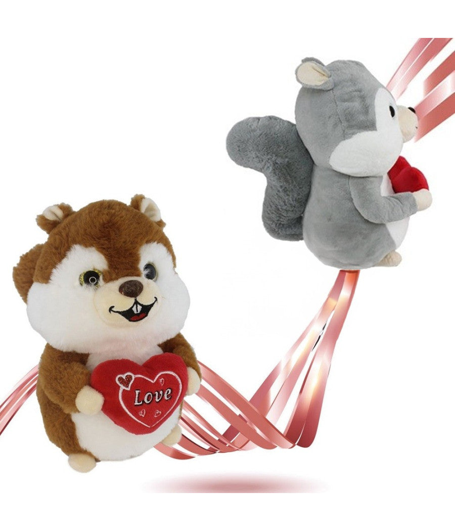 Scoiattolo Peluche Con Cuore Scritta Love 22cm San Valentino 2 Colori Ass. 92478         