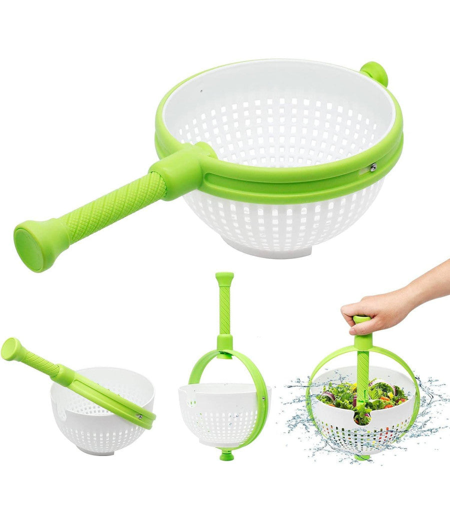 Scolapasta 2in1 Centrifuga Per Lavare Insalata Lava Frutta E Verdura Cesto Scola         