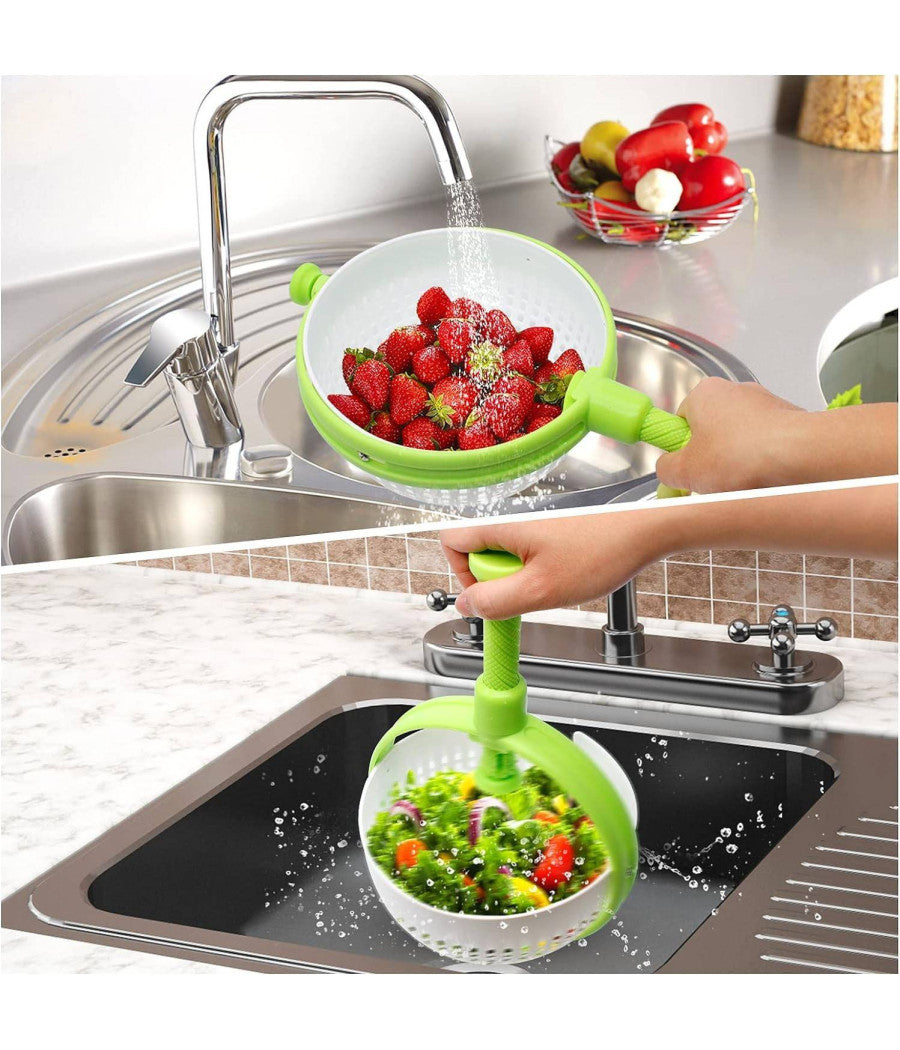 Scolapasta 2in1 Centrifuga Per Lavare Insalata Lava Frutta E Verdura Cesto Scola         