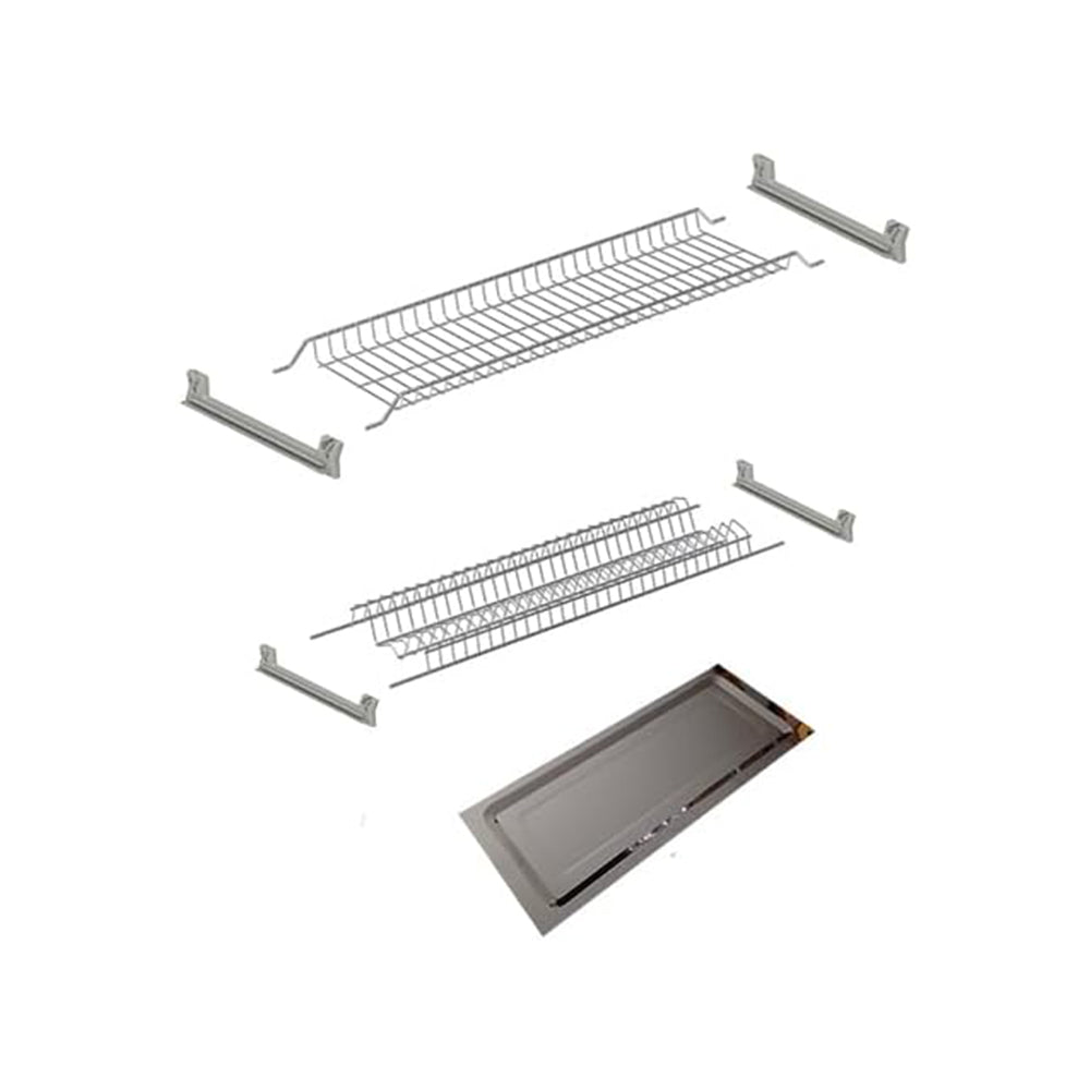 Scolapiatti Colapiatti In Acciaio Inox Compelto Di Staffe Di Montaggio E Vaschetta In Acciaio Inox Per Pensili Da 60Cm Lunghezza 56Cm