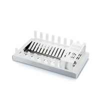 Scolapiatti in metallo, portaposate e portabicchieri, 41,3 x 23,5 x 9,7 cm. Bianco. DROP