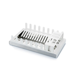 Scolapiatti in metallo, portaposate e portabicchieri, 41,3 x 23,5 x 9,7 cm. Bianco. DROP