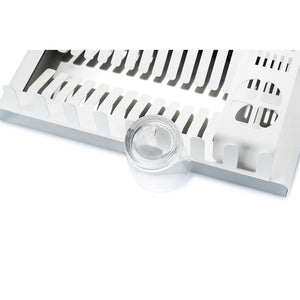 Scolapiatti in metallo, portaposate e portabicchieri, 41,3 x 23,5 x 9,7 cm. Bianco. DROP