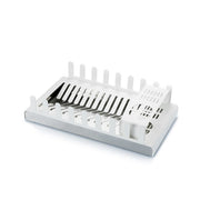 Scolapiatti in metallo, portaposate e portabicchieri, 41,3 x 23,5 x 9,7 cm. Bianco. DROP