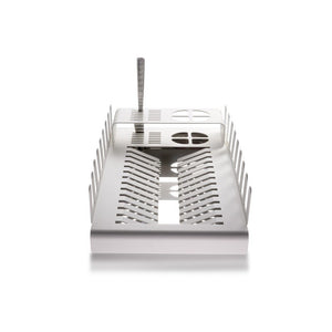 Scolapiatti in metallo, portaposate e portabicchieri, 41,3 x 23,5 x 9,7 cm. Bianco. DROP