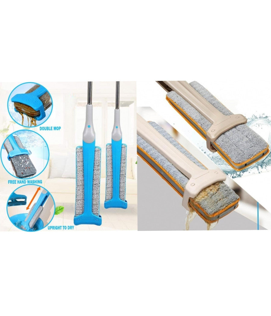 Scopa Mop Autopulente Sweeper Microfibra Cattura Polvere Lava Pavimenti Asciuga         