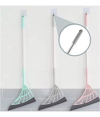 Scopa Pieghevole 2 In 1 Tergivetro Mop In Silicone Spazza E Lava Pavimenti Vetri         