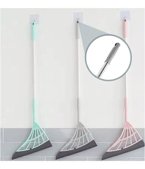Scopa Pieghevole 2 In 1 Tergivetro Mop In Silicone Spazza E Lava Pavimenti Vetri         