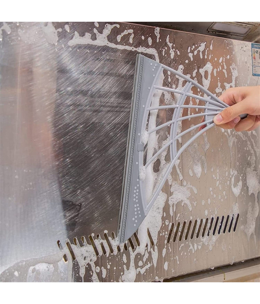 Scopa Pieghevole 2 In 1 Tergivetro Mop In Silicone Spazza E Lava Pavimenti Vetri         