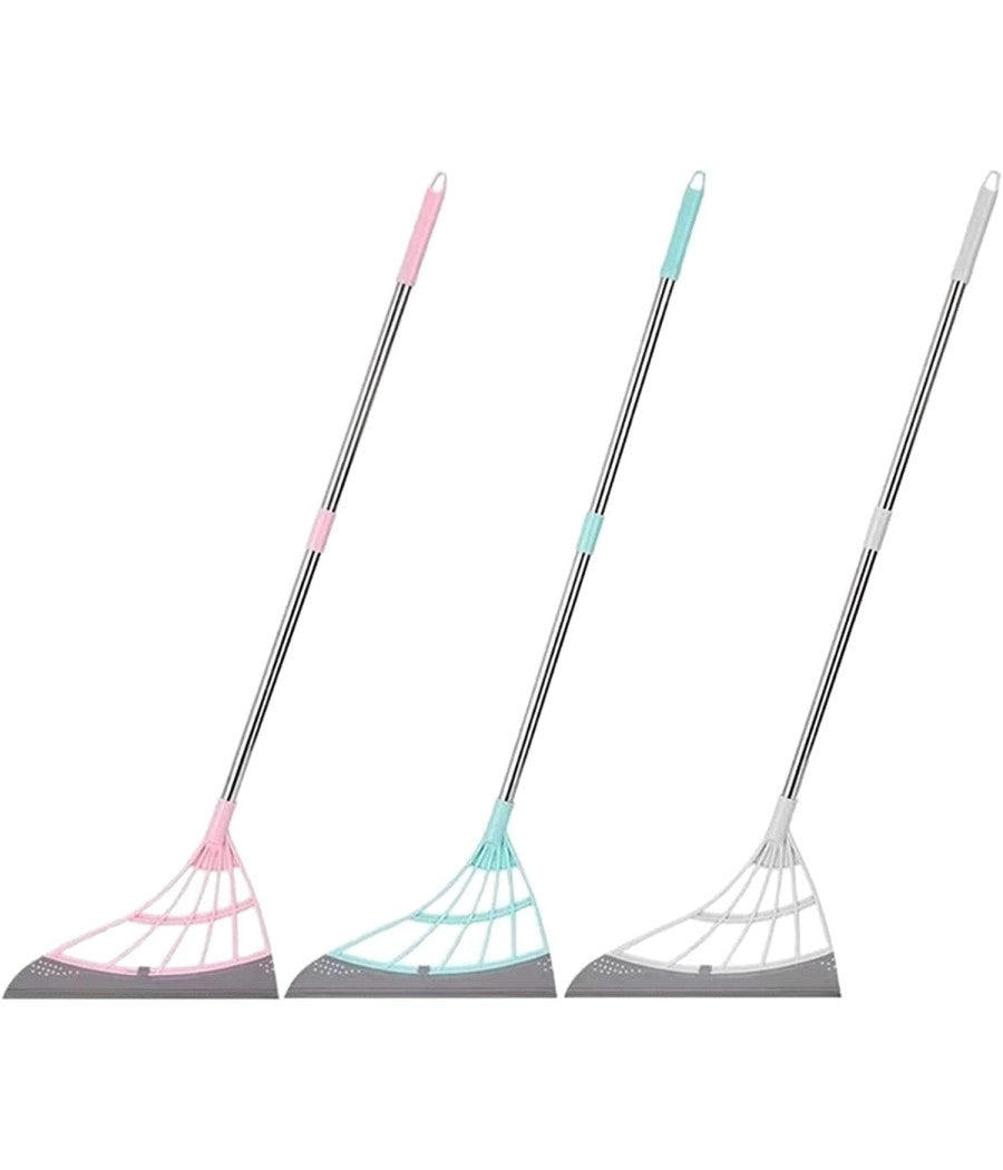 Scopa Pieghevole 2 In 1 Tergivetro Mop In Silicone Spazza E Lava Pavimenti Vetri         