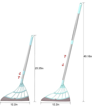 Scopa Pieghevole 2 In 1 Tergivetro Mop In Silicone Spazza E Lava Pavimenti Vetri         
