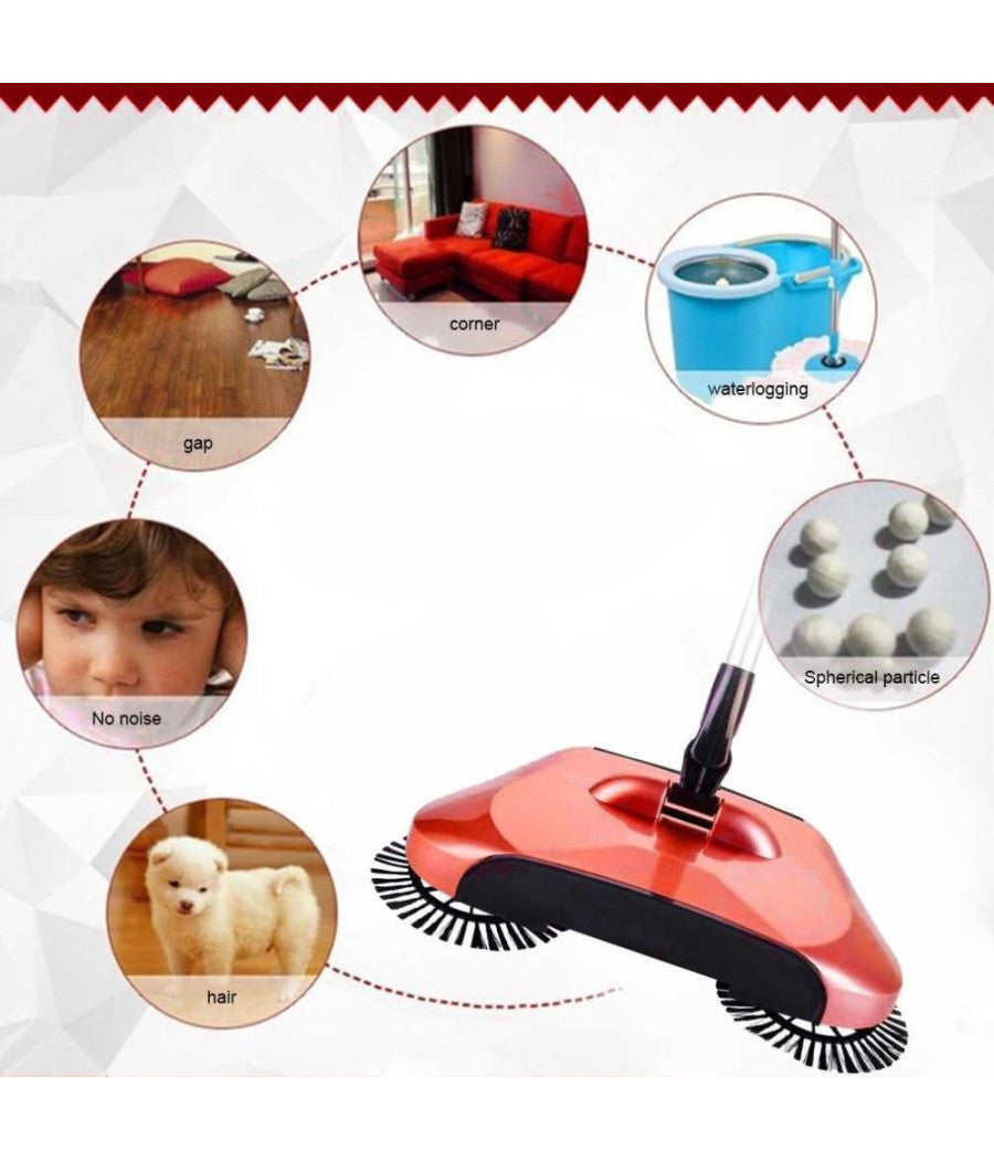 Scopa Rotante 360° Con Setole Rotanti Microfibra Aspirapolvere Sweep Drag Spazza         