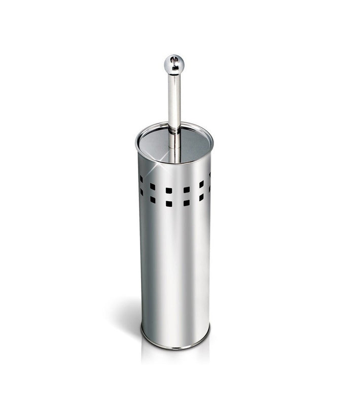 Scopino Da Bagno Con Setole In Plastica Bianca E Portascopino In Metallo         