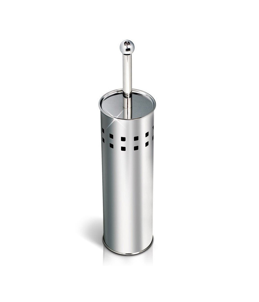 Scopino Da Bagno Con Setole In Plastica Bianca E Portascopino In Metallo         