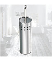 Scopino Da Bagno Con Setole In Plastica Bianca E Portascopino In Metallo         