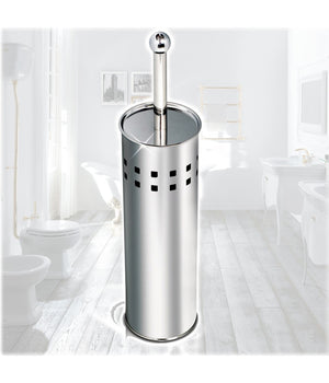 Scopino Da Bagno Con Setole In Plastica Bianca E Portascopino In Metallo         