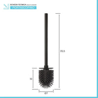 Scopino di ricambio per wc con setole in silicone e manico nero in acciaio