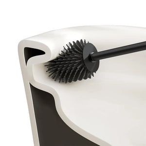 Scopino di ricambio per wc con setole in silicone e manico nero in acciaio