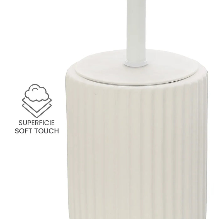 Scopino wc bianco in ceramica soft touch con setole nere Spring