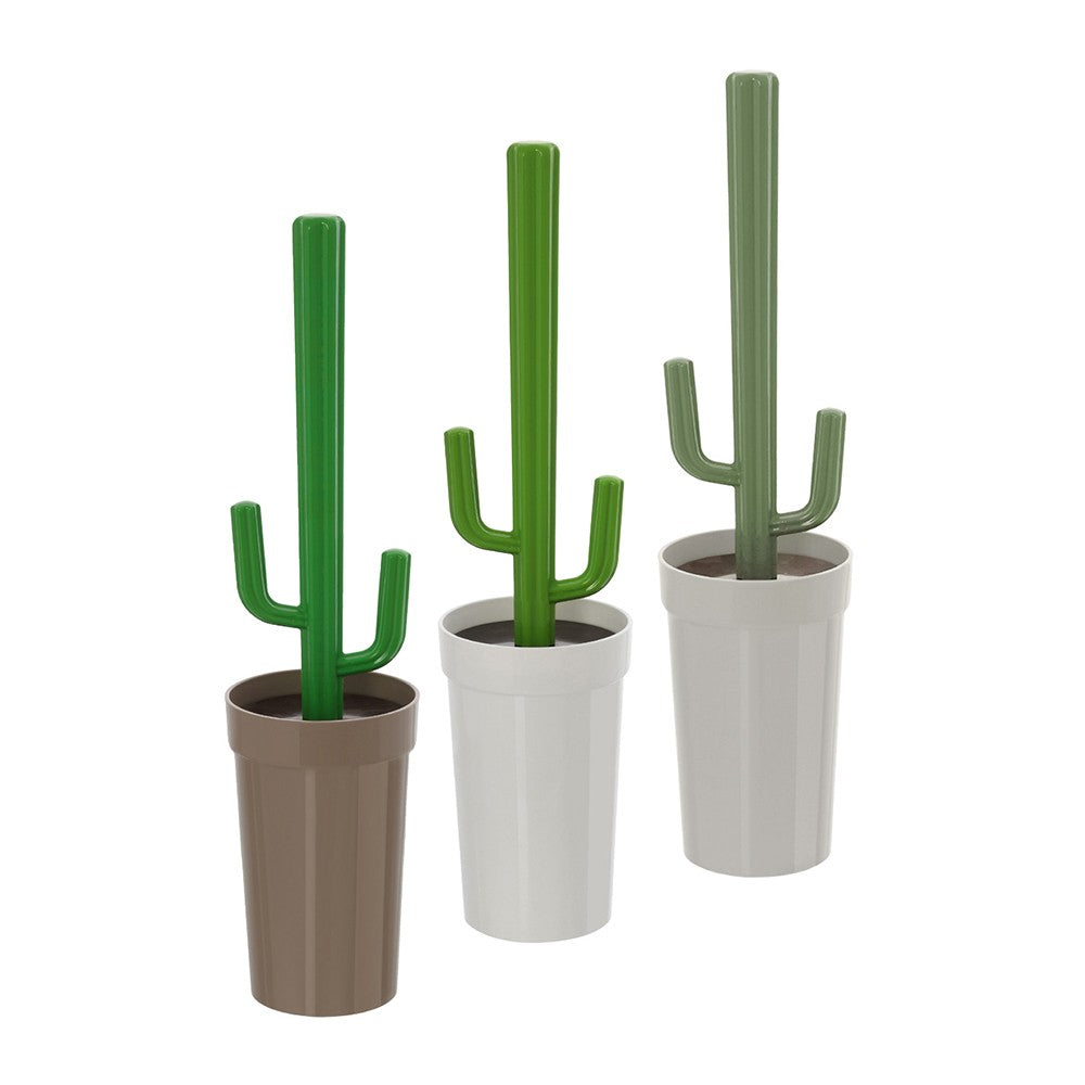 Scopino WC Cactus da appoggio bianco in plastica con setole nere