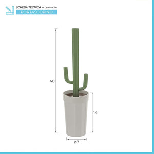 Scopino WC Cactus da appoggio grigio in plastica con setole nere