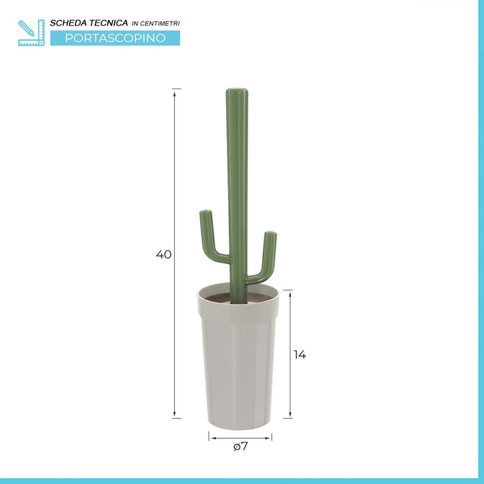 Scopino WC Cactus da appoggio grigio in plastica con setole nere