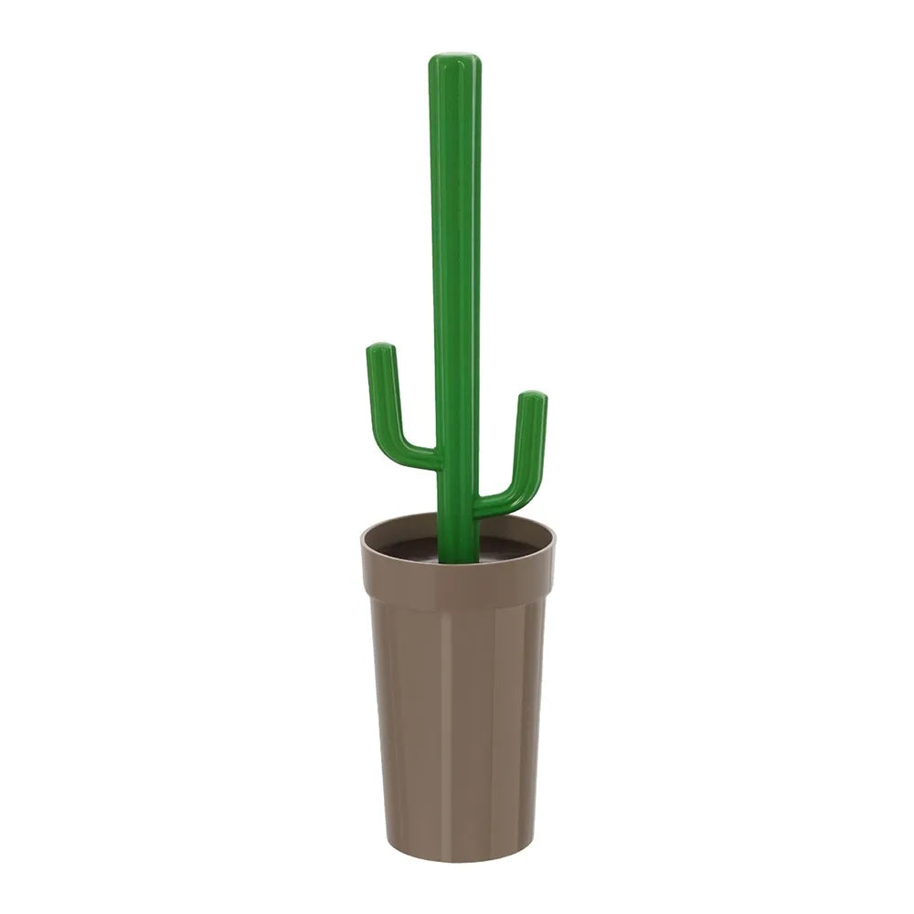 Scopino WC Cactus da appoggio tortora in plastica con setole nere