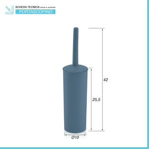Scopino wc da appoggio blu in plastica con portascopino