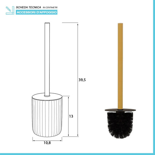 Scopino wc giallo in ceramica soft touch con setole nere Spring
