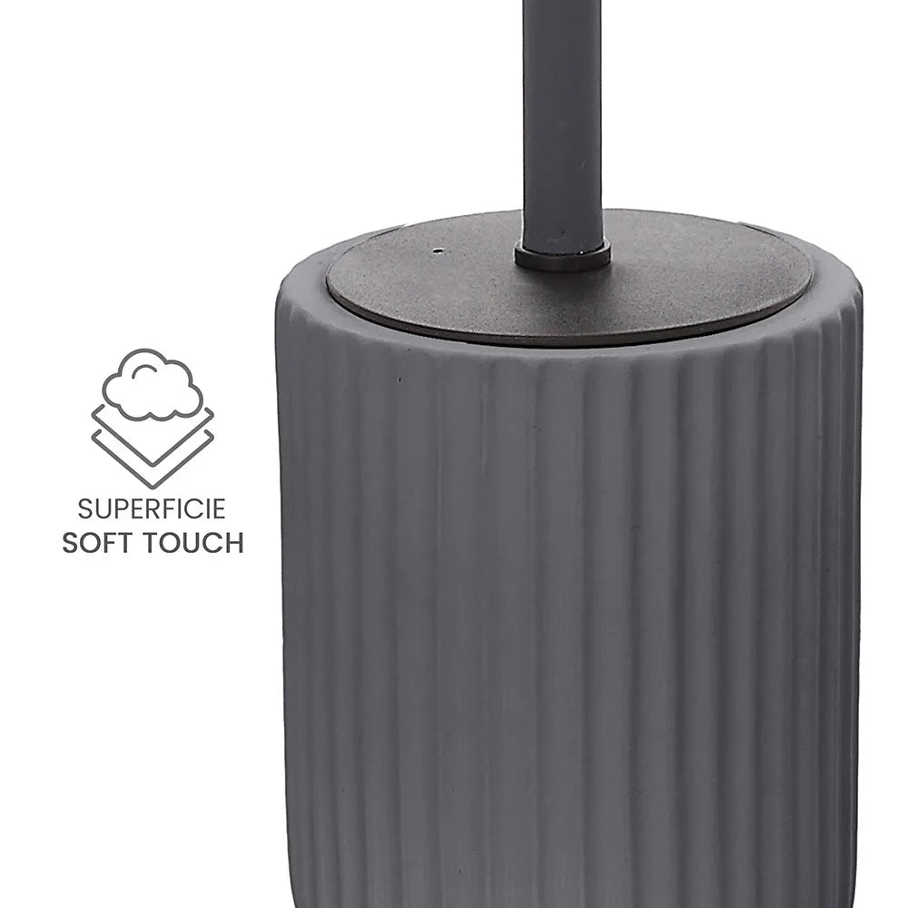 Scopino wc grigio in ceramica soft touch con setole nere Spring
