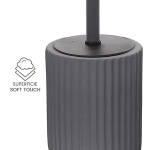 Scopino wc grigio in ceramica soft touch con setole nere Spring