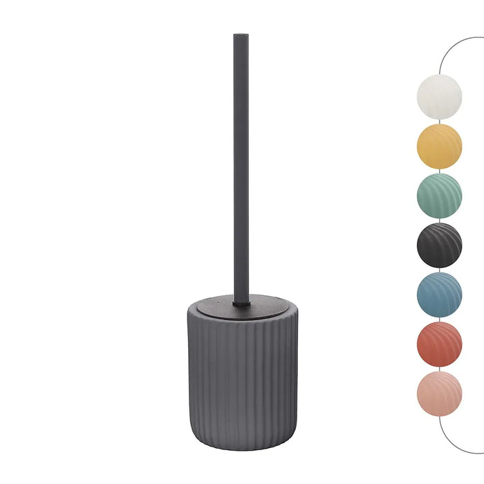 Scopino wc grigio in ceramica soft touch con setole nere Spring