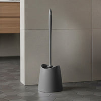 Portascopino wc da appoggio grigio antracite in abs con setole nere