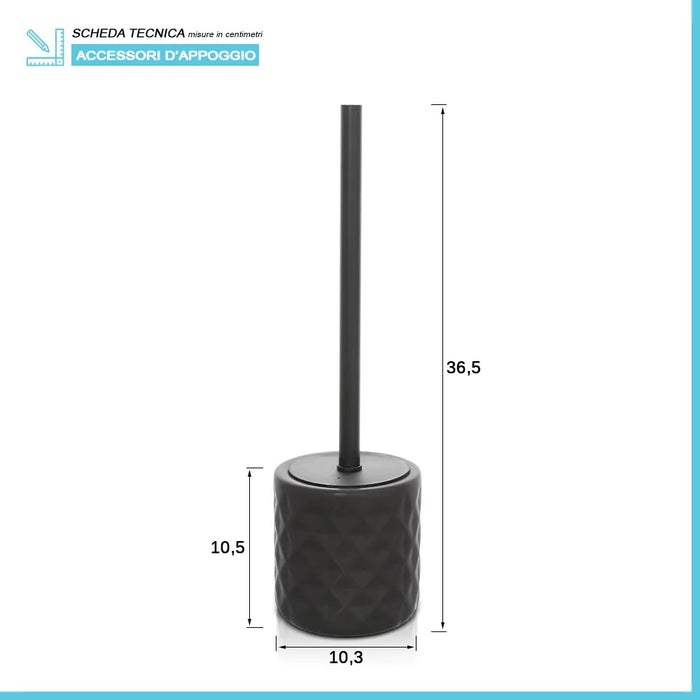 Scopino wc nero da appoggio in ceramica Cristal