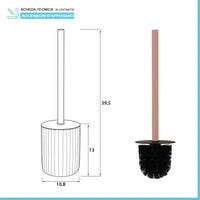 Scopino wc rosa in ceramica soft touch con setole nere Spring