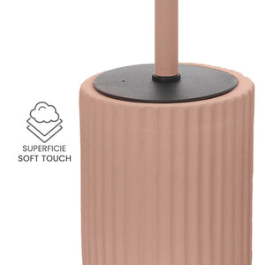 Scopino wc rosa in ceramica soft touch con setole nere Spring