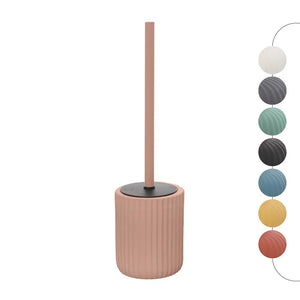 Scopino wc rosa in ceramica soft touch con setole nere Spring