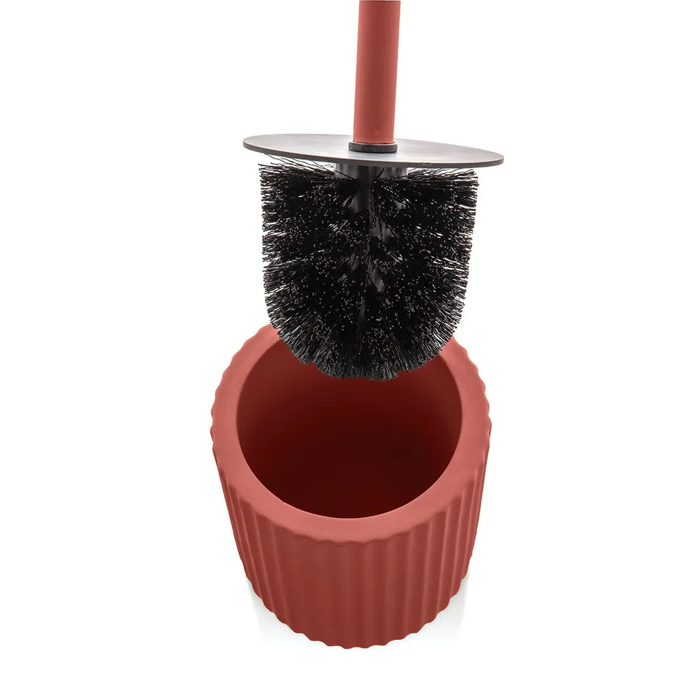 Scopino wc rosso in ceramica soft touch con setole nere Spring