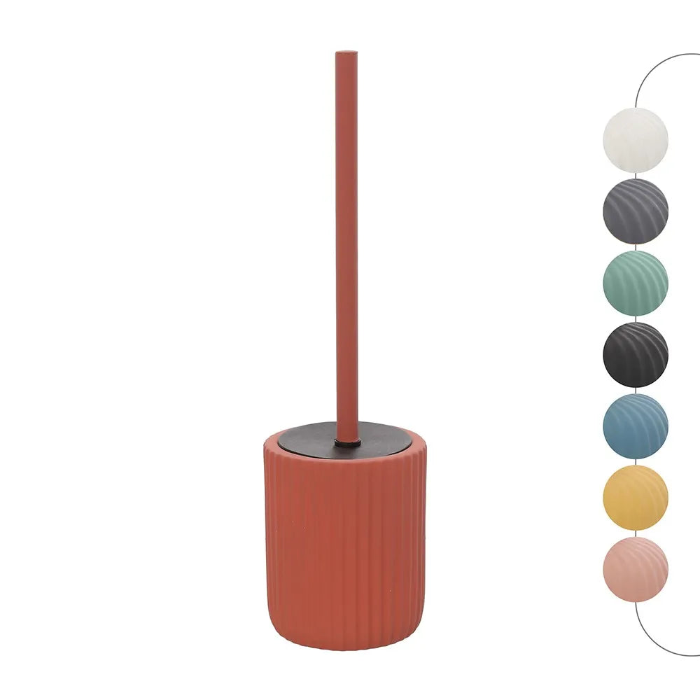 Scopino wc rosso in ceramica soft touch con setole nere Spring