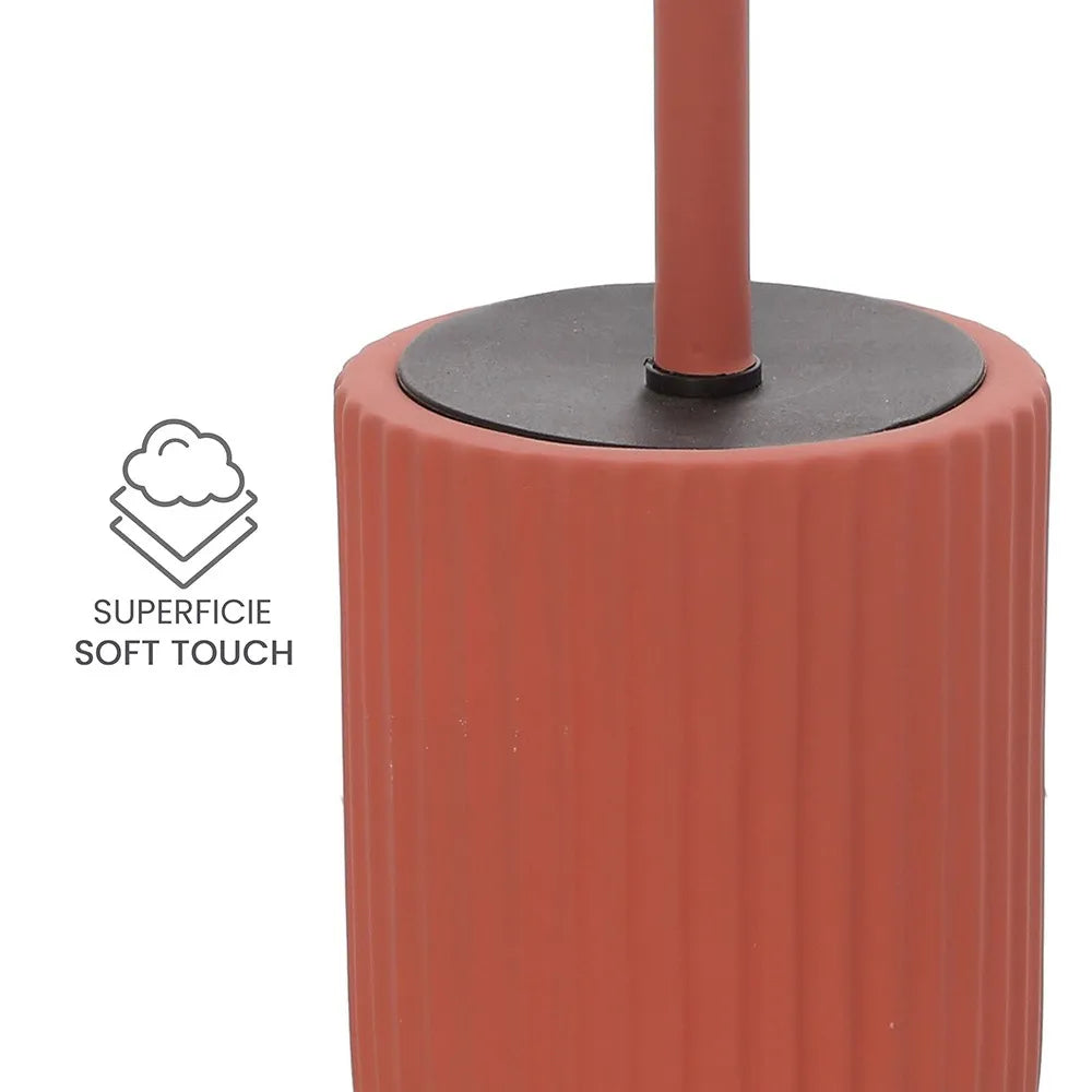 Scopino wc rosso in ceramica soft touch con setole nere Spring