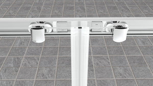 Box Doccia 2 lati 80x190 cm fisso + porta scorrevole apertura centrale H195 cm GAIA Cromato