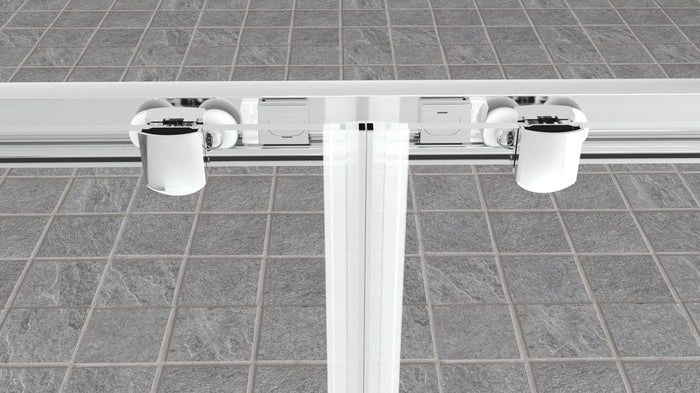 Box Doccia 2 lati 80x190 cm fisso + porta scorrevole apertura centrale H195 cm GAIA Cromato