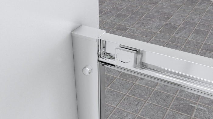 Box Doccia 2 lati 80x190 cm fisso + porta scorrevole apertura centrale H195 cm GAIA Cromato