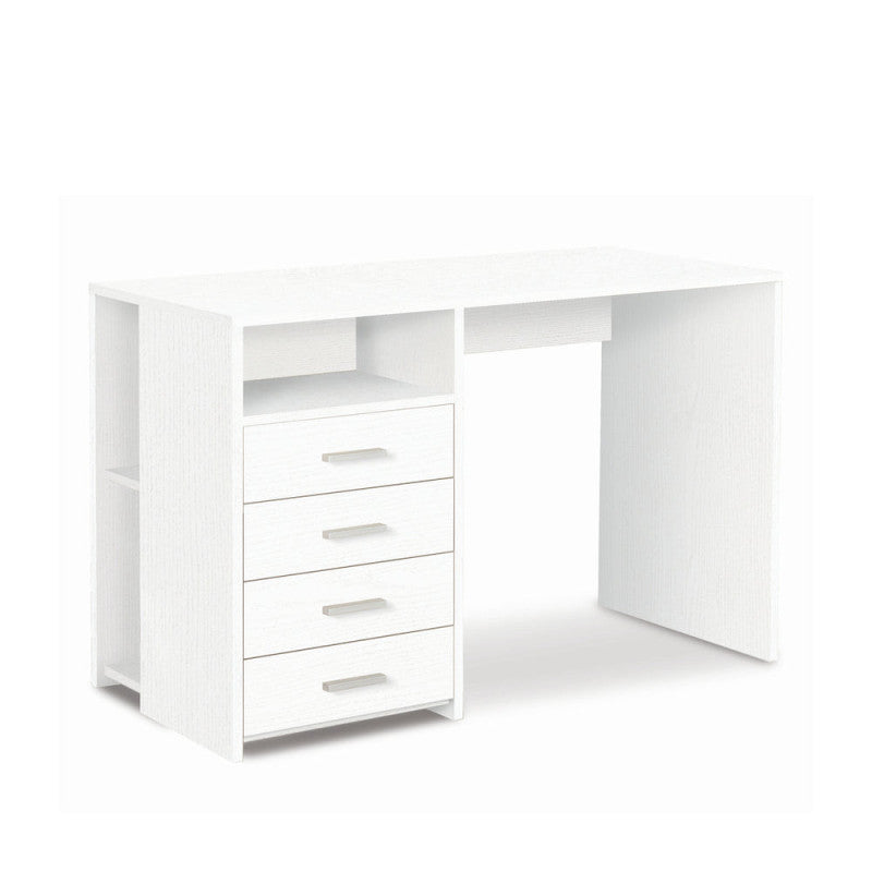 Scrivania 4 Cassetti L120 In Kit Bianco Fiammato cm 120x55x76h - Sarmog